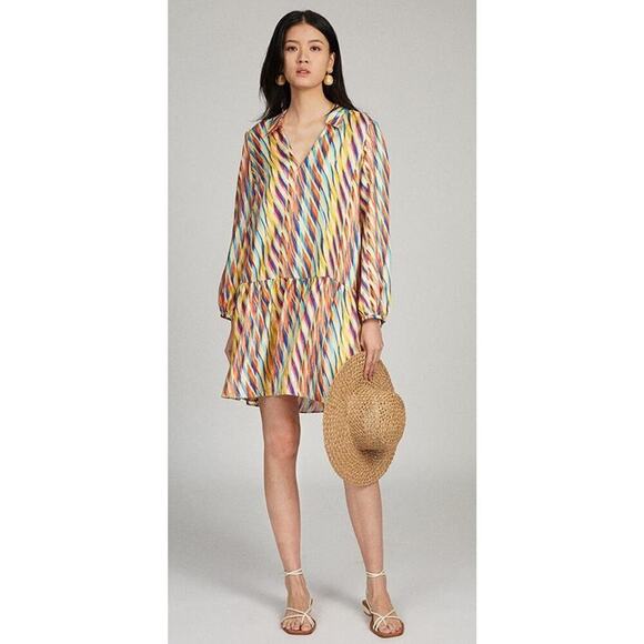 SALONI Dresses & Skirts - Saloni Jas 100% Silk Long Sleeve Mini Dress Womens Size UK 10 US 6